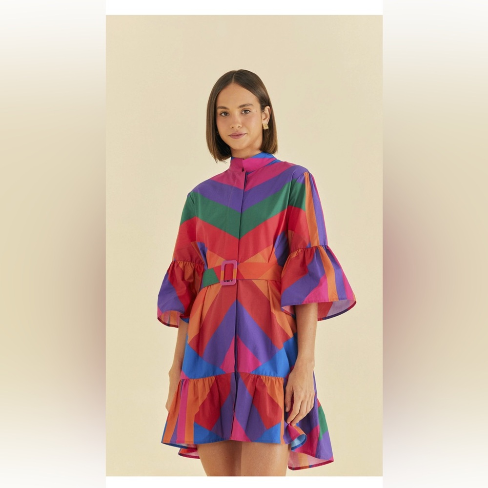 Farm Rio- Strip Colorful Dress size M.